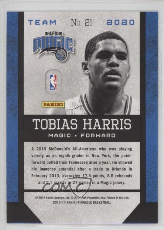 2013-14 Panini Pinnacle Team 2020 Artist Proof Tobias Harris #21 - Image 2 of 2