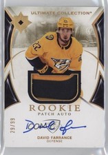 2021 Upper Deck Ultimate Collection Rookies 29/99 David Farrance Patch Auto 0t9e