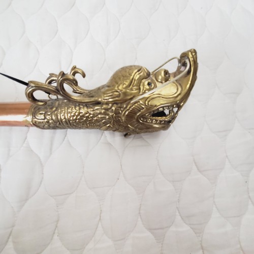 Vintage Tibetan Copper & Brass Dragon Horn / Trumpet - 19" Collectible - Afbeelding 3 van 11