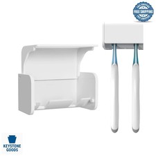 Wall Mounted Toothbrush Holder with Cover - 2 Slots, Self Adhesive, Quick Dry...