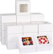 80Pcs 6X6X3 Inches Bakery Boxes, Cookie Boxes with Window, Small Treat Container