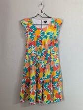J.Crew Linen Blend Colorful Summer Dress Size 6 Citrus Fruit Print Pockets Fun