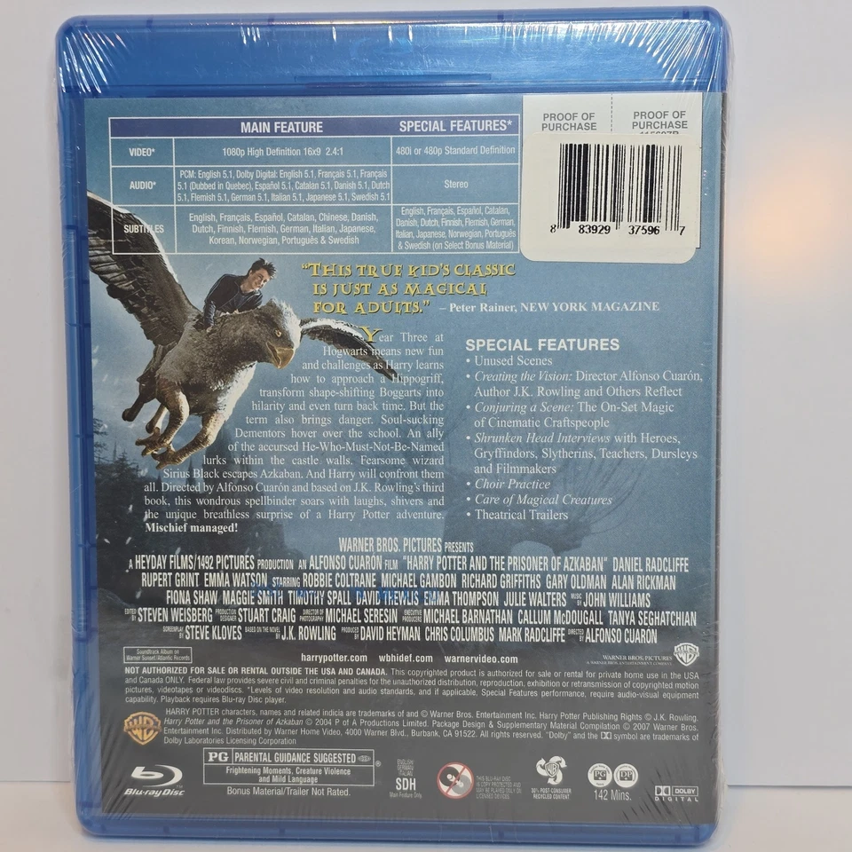 Harry Potter and the Prisoner of Azkaban (Blu-ray/DVD, 2011) New Factory Sealed  - Image 2 of 2