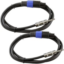 12 Gauge Speaker Cables 2 Cable Pack 6 Foot, Each 6ft 1/4" to Speakon