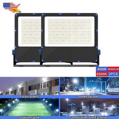 2 Pack 400W Led Flood Lights IP65 Outdoor Lights For Basketball Court Wall Mount