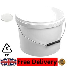 Hard-Wearing 10L Plastic Bucket Set with Metal Handles & Secure Lids - White
