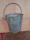 VINTAGE  GALVANISED METAL FIRE BUCKET 13” TALL X 11” DIA WITH HANDLE