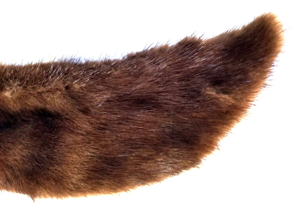 Винтажный норка на атласный воротник коричневый начале 1900-х вручную сшитый 20 x 4» официальный вечерняя одежда - Изображение 4 из 4