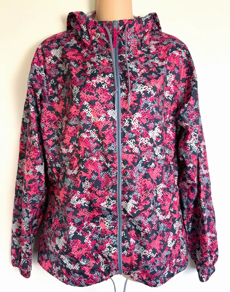Chaqueta cortavientos Columbia M para mujer Flash Forward Pnk gris azul impresión digital Foto 2 de 4