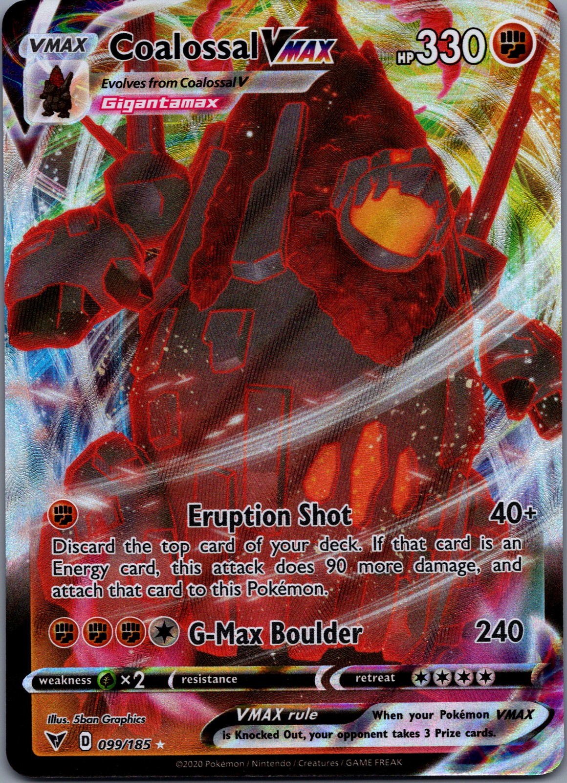 Coalossal VMAX 99/185 Vivid Voltage Holo Rare VMAX NM