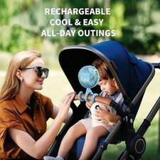 AMACOOL BABY STROLLER FAN 20H WORK TIME BATTERY POWERED CLIP ON TRIPOD - BLUE