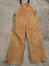 Carhartt Bib Overalls Mens 40x30 Brown Canvas Duck Double Knee Workwear Utility