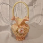 Fenton Art Glass Burmese Diamond Optic Basket