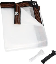 8X10 FT Heavy Duty Clear Waterproof Tarps Outdoor Garden Rainproof Covering,Clea