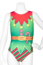 Destira Girls Christmas Gymnastics Leotard with Scrunchie Holiday Child Sizes