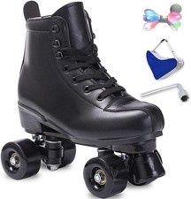 Roller Skates Women Men High-Top PU Leather Roller Skates Classic Double-Row