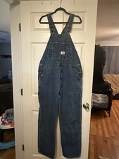 ROUND HOUSE BIB OVERALLS CARPENTER DENIM BLUE SIZE 38X32 Worn 2xs LNC