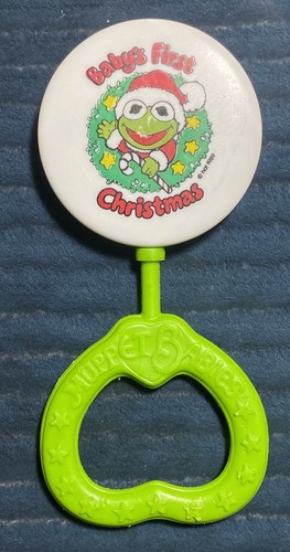 FREE Shipping 1989 Jim Henson's Muppet Babies Christmas Rattle Kermit Vintage - 第 1/10 張圖片