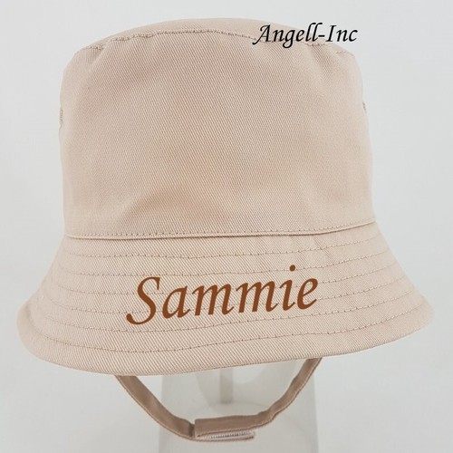 PERSONALISED BABY Bucket Hat Summer White Pink Blue Biscuit NEWBORN to 12 months - Picture 13 of 17