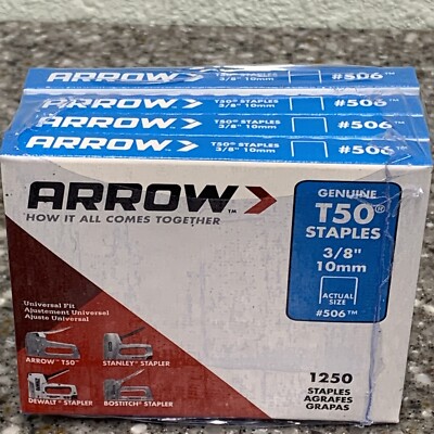 Arrow Fastener 506 Genuine T50 3/8-Inch Staples, 5,000-Count - 4 Pack