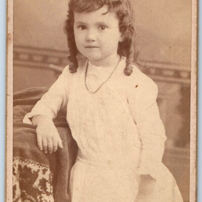 c1870s Dover NH Cute Little Girl CDV Photo Card Cute Hair Young Lady AP Drew H38