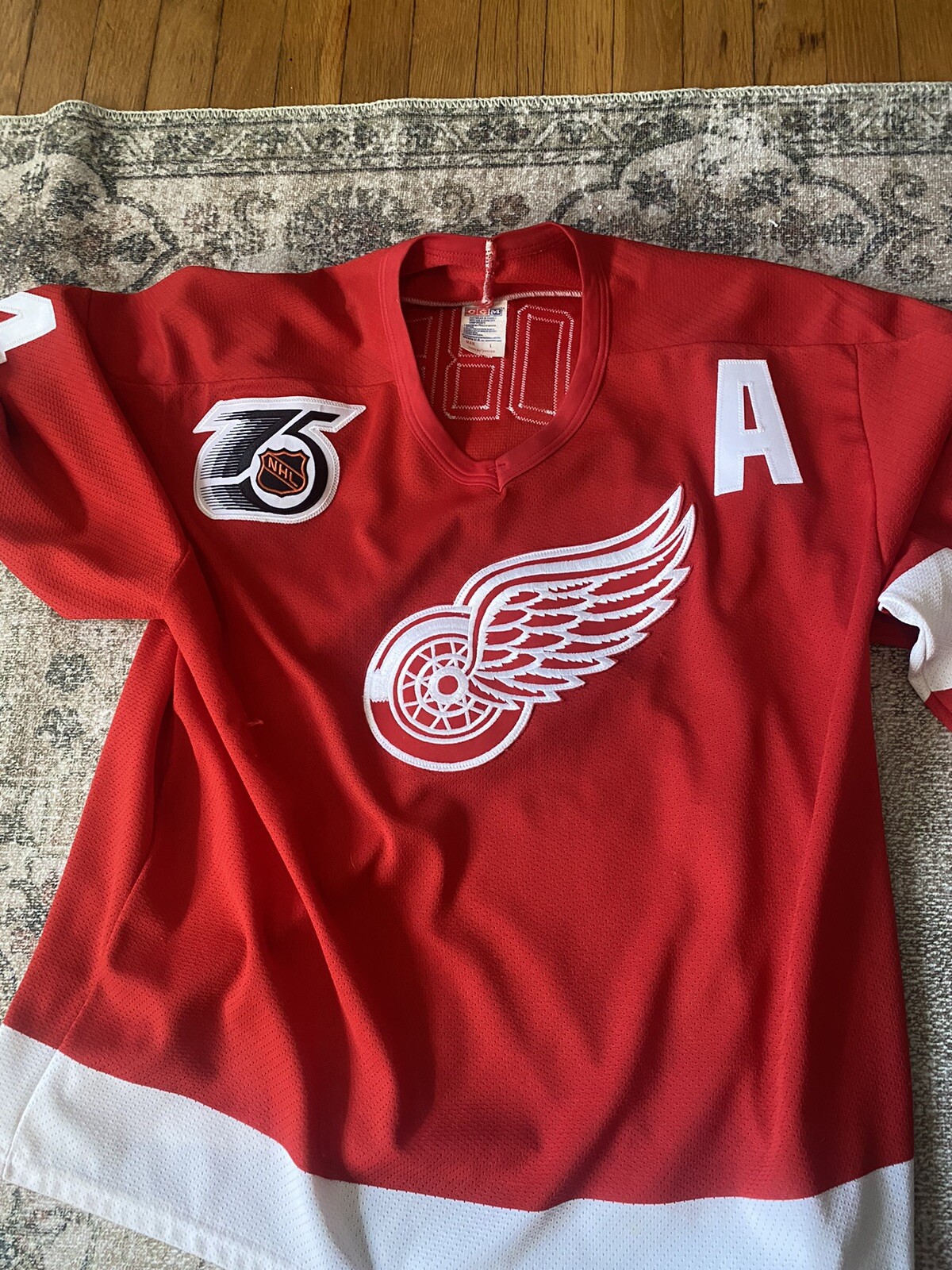 RARE BOB PROBERT DETROIT RED WINGS 19911992 75TH ANNIV CCM JERSEY Sz