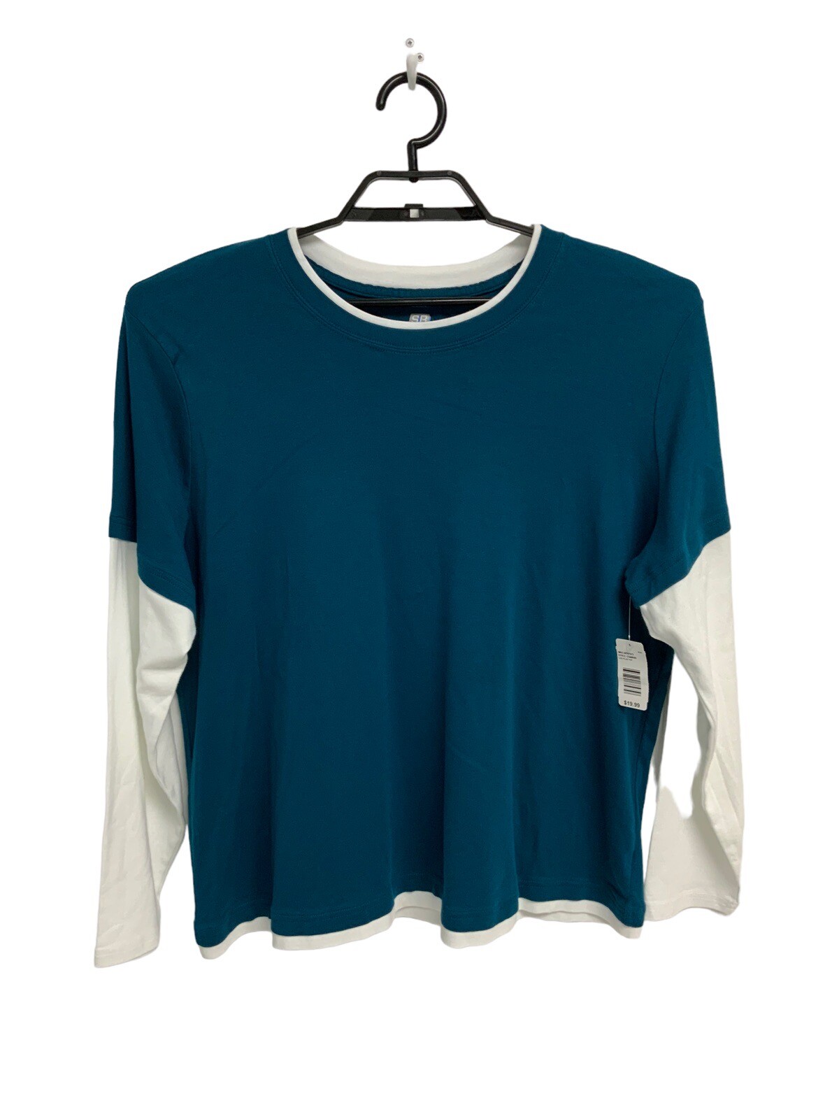 SJB Active Women's Plus Size Long Sleeve Teal Blue Crew Neck Tee Shirt