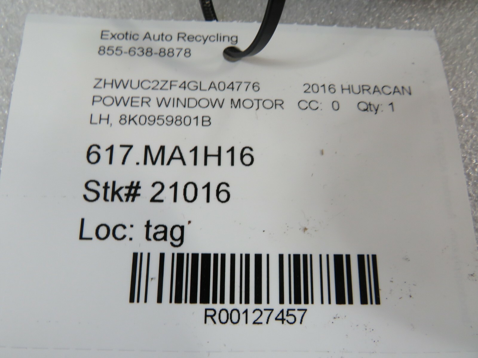 Lamborghini Huracan, LP580, LP610, LH, Power Window Motor, Used, P/N 8K0959801B