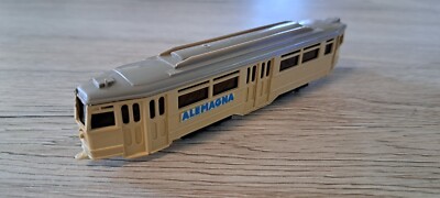 K06 Straßenbahn 1:87 Wiking ohne Bügel Werbung Alemagna neutral beige