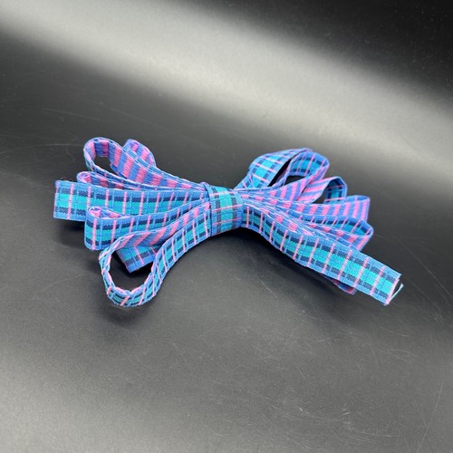 Vintage Blue Pink Plaid Fabric Ribbon Trim 1990s Sewing Crafting Retro Over 9 Ft