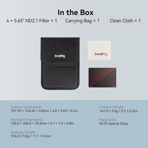 Smallrig CINE 4 x 5.65" ND2.1(7 Stops)Filter for 4x5.65 Matte Box System 4228 - Picture 9 of 9