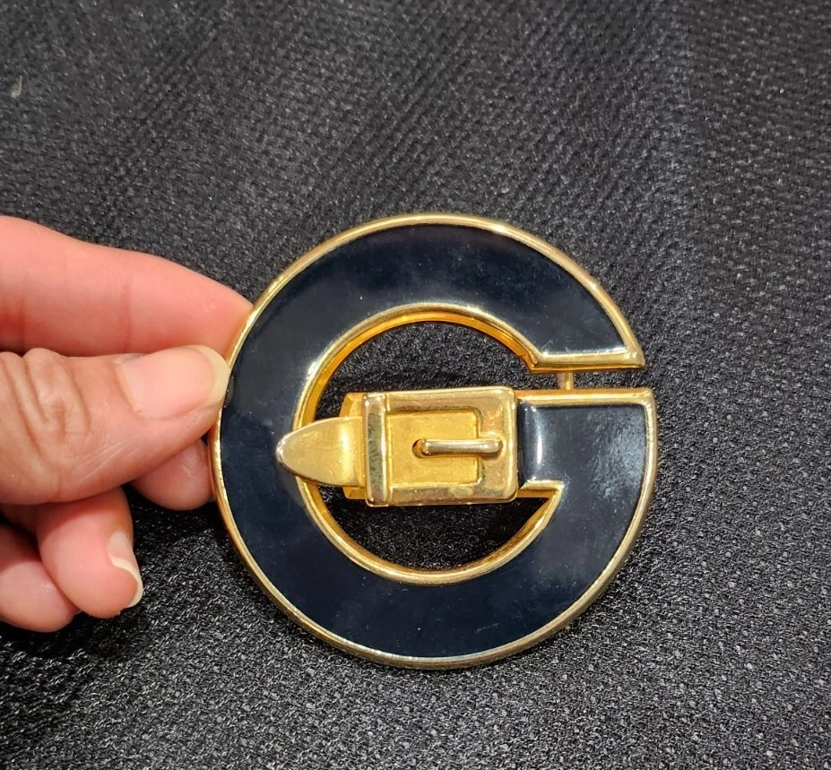 BOUCLE DE CEINTURE GUCCI VINTAGE TON OR AVEC BOUCLE ÉMAIL VERT SEULEMENT