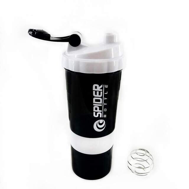 Protein Powder Shaker Water Bottle Sport Fitness gym Nutrition Blender Mixer BLK