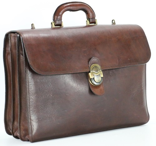 Vintage Leather MARINO ORLANDI Professional Attorney Briefcase Attache Bags Mens