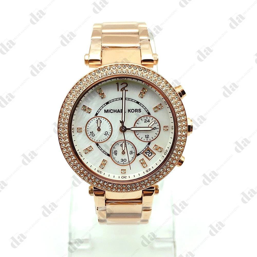 Michael Kors Watch for Women Parker, 39mm case size, Chronograph Movement,  Stainless Steel Strap