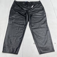 Old Navy High Waisted OG Straight Faux Leather Ankle Pants Black Women s Size 22