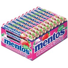 (12,49 /1kg) Mentos Erdbeer Mix Rolle, Kaubon...