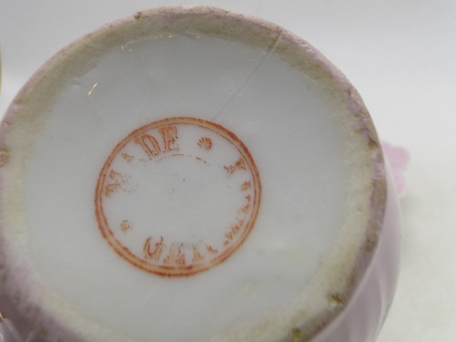Old German Forget Me Not Porcelain Cup & Saucer Pink hand paint floral gold trim - Picture 6 of 7