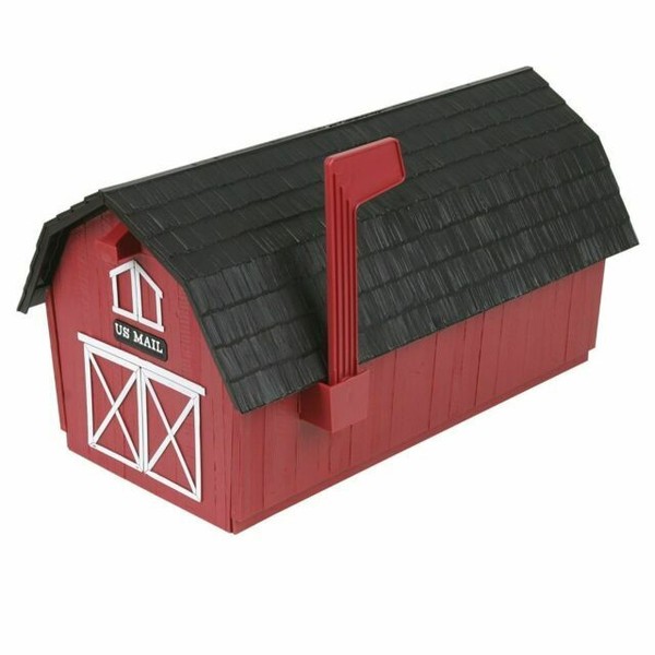 Red & Black Barn Style Plastic Mailboxes in Durable Copolymer. Flambeau