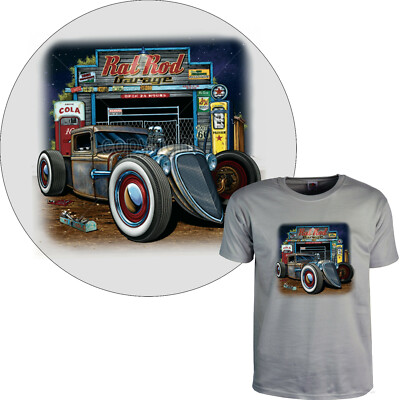 T-Shirt Hot Rod classic Automotiv Rat Rockabilly Comicstyle Design *1105 grau