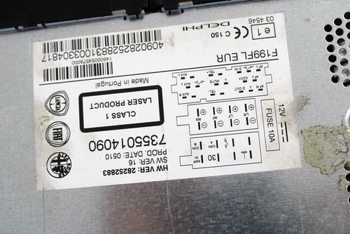 735501409 Autoradio FIAT Punto 1.2 B 48KW 5M 5P (2010) Ersatz Gebraucht (Nicht F - Bild 2 von 3