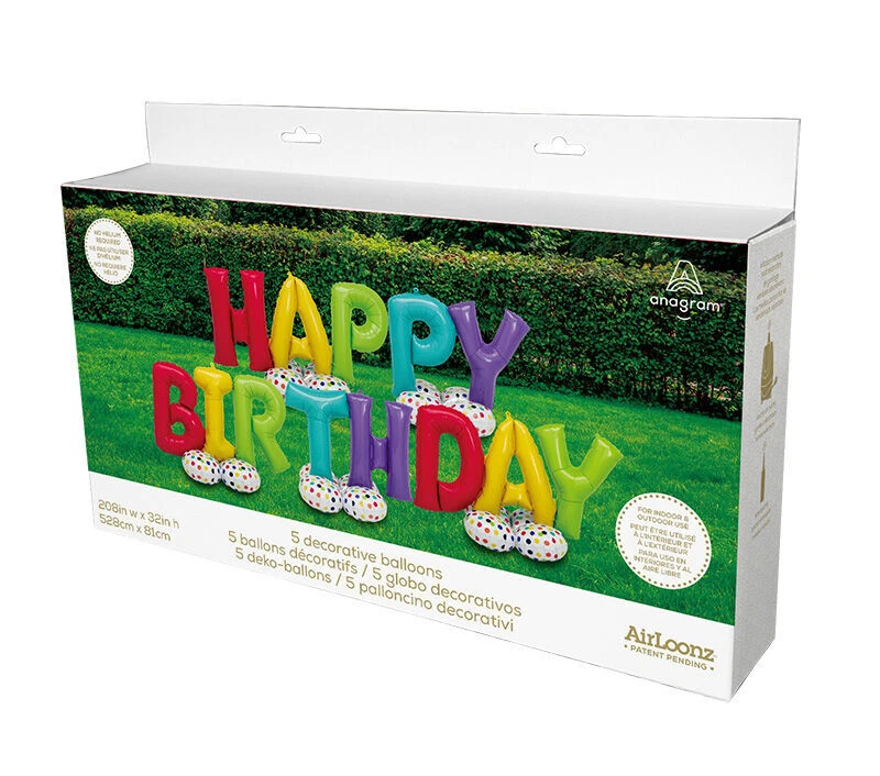 Happy Birthday Balloons Yard Display Balloons JUMBO Outdoor 17 feet W x 32” Foil - Image 2 of 4