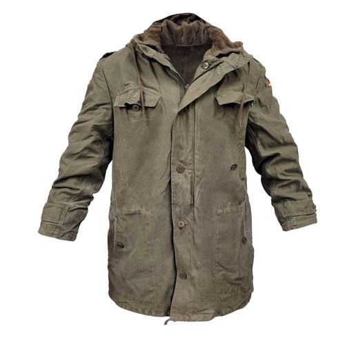 German Parka Original Army Surplus Military Winter Warm Fleece Hooded Coat Olive - Picture 2 of 7