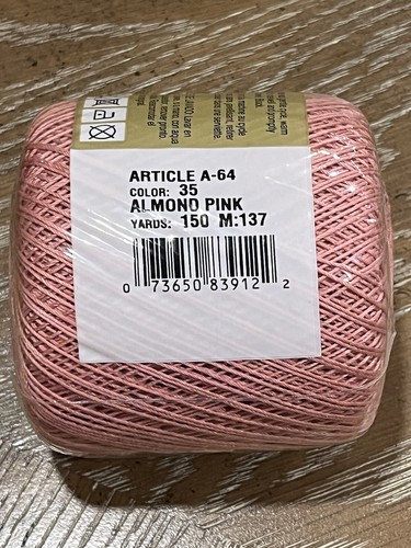 2 Rolls Knit-Cro-Sheen Almond Pink #35 100% Cotton Crochet Thread 150y M 137 - Picture 4 of 5