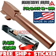 AGGRESSIVE ARMS FLUSH CUT CROWN ROSE COPPER Barrel for GL0CK 48 1:10 9mm 416R