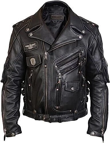 MEN'S GENUINE COWHIDE PREMIUM LEATHER MOTORCYCLE BIKER TOP LEATHER JACKET BLACK
Opens in a new windo