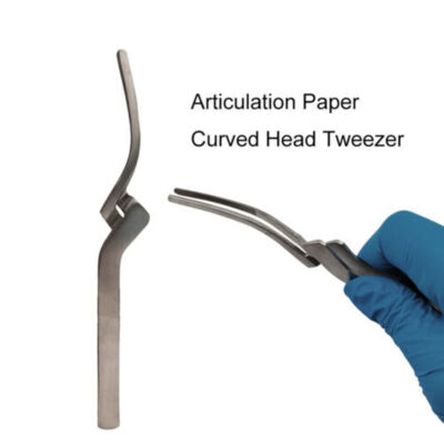 Dental Orthodontic Stainless Steel Curved Head Tweezer For Articulating Paper