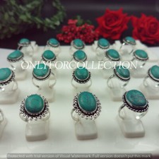 Boho Turquoise Gemstone 925 Sterling Silver Plated Designer Rings Lot 10pcs