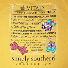 Simply Southern T-Shirt Womens 2XL The Vitals Preppy Beach Weekend Summer Travel