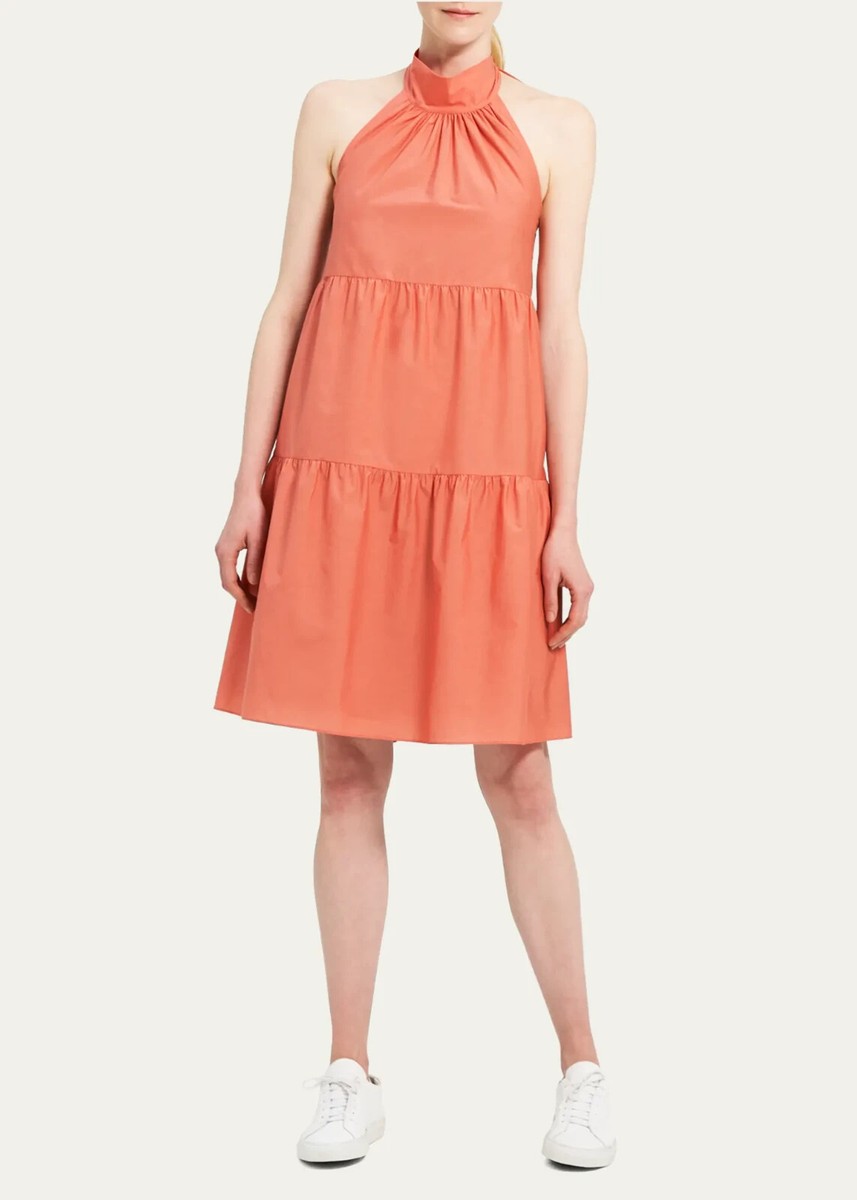 NWT Theory Tiered Neck Tie Halter Mini Dress Size P